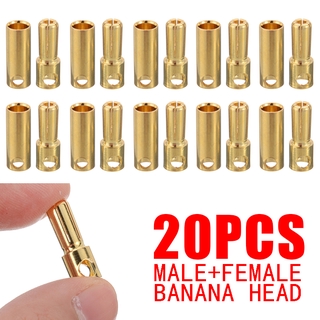 20 ชิ้น 5 . 5 มม. Gold Male + Female Banana Bullet ปลั๊กเชื่อมต่อสําหรับ Rc แบตเตอรี่ Wecynthiaamo