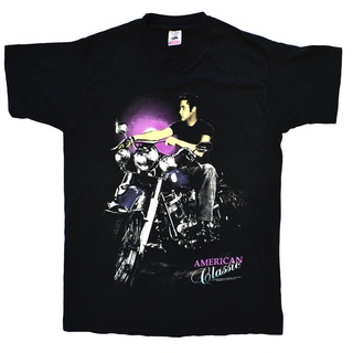 เสื้อยืดวงดนตรีใหม่ล่าสุด เสื้อยืด ลาย Elvis Presley สีม่วง สไตล์วินเทจ สร้างสรรค์ สําหรับขี่รถจักรยานยนต์ 1992all size