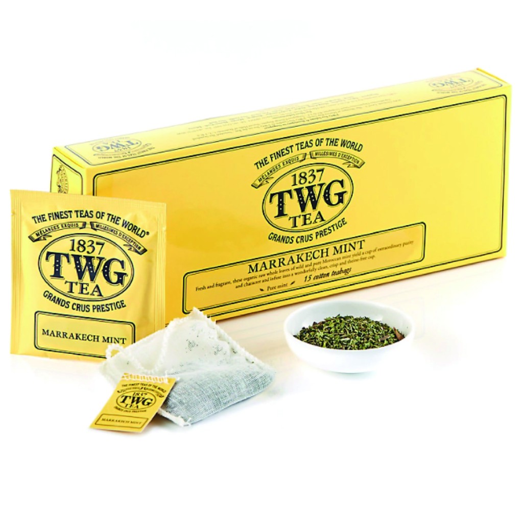 TWG Tea Marrakech Mint Cotton Teabag / ชา ทีดับเบิ้ลยูจี มาราเกรช มิ้น ชนิดซอง บรรจุ 15 ซอง