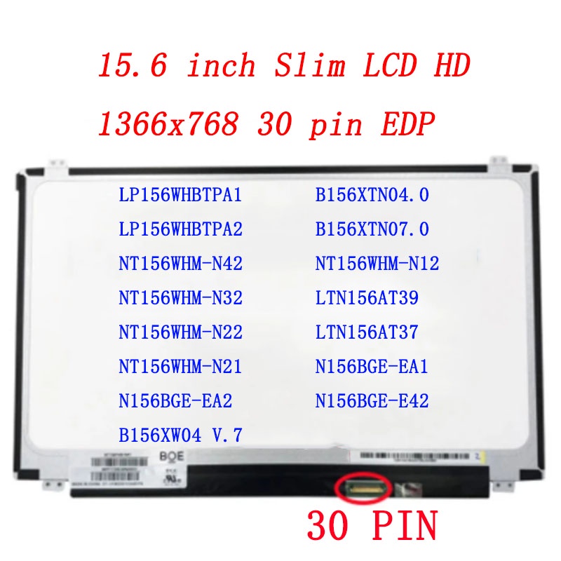 15.6 Slim 30Pin Matrix LCD Screen LED Display NT156WHM-N32 N12 N156BGA-EB2 B156XTN For BOE  NT156WHM