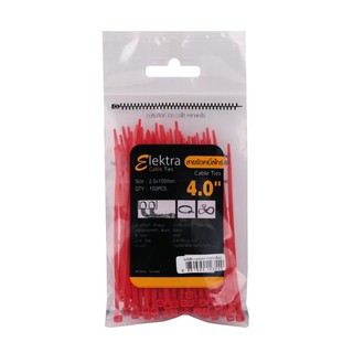 เคเบิ้ลไทร์ สายรัด หนวดกุ้ง  ELEKTRA 4 นิ้ว 100 มม. สีแดง CABLE TIES ELEKTRA 4 INCHES (100MM) RED