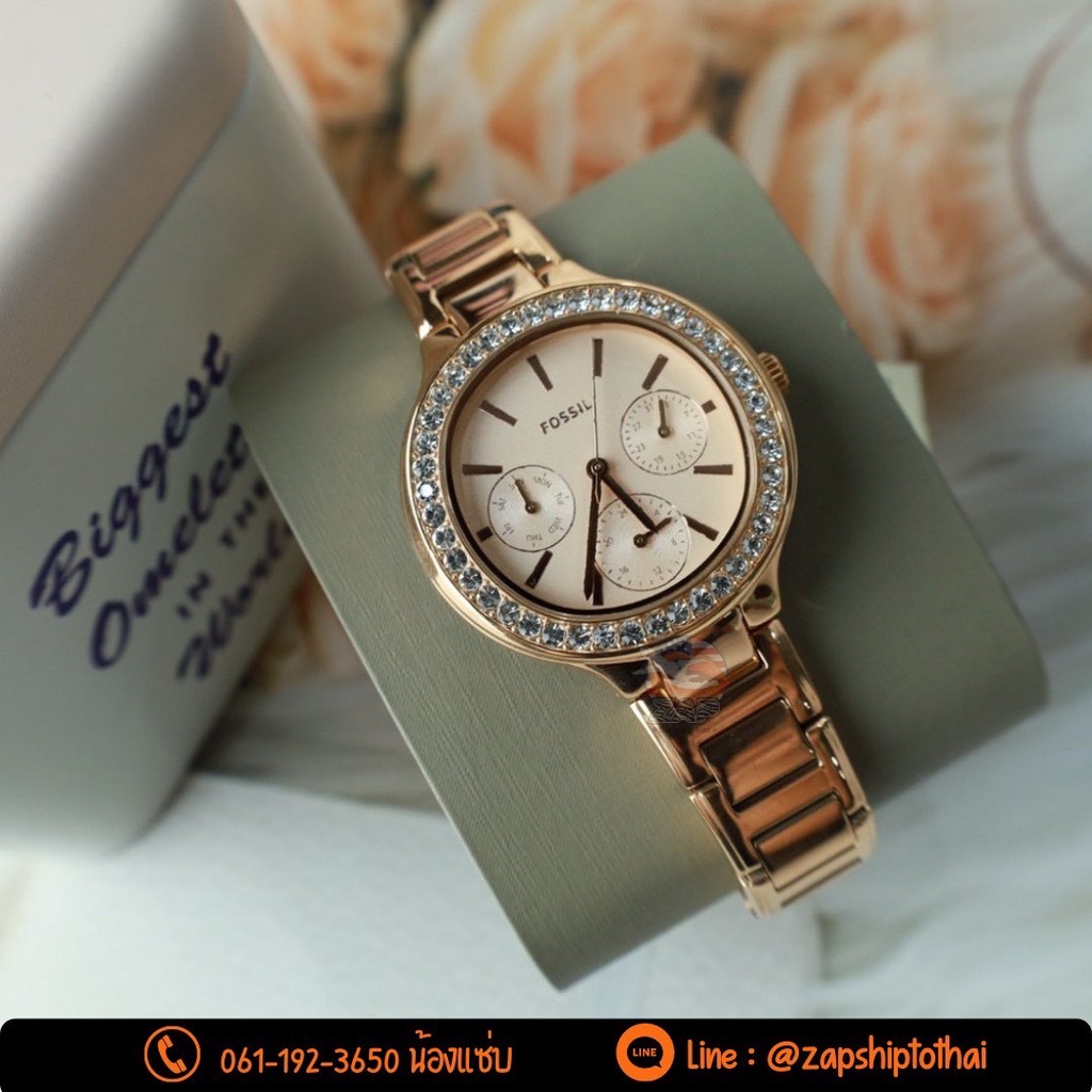 นาฬิกาข้อมือ Fossil Weslee Multifunction Rose Gold Stainless Steel Watch  รุ่น BQ3706