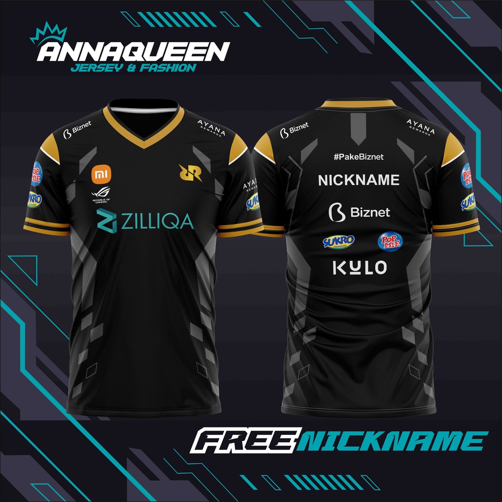 HITAM JERSEY เสื้อผ้า RRQ 2022 / เสื้อผ้า JERSEY RRQ HOSHI 2022 สีดํา ZILLIA / เสื้อผ้า JERSEY RRQ 2
