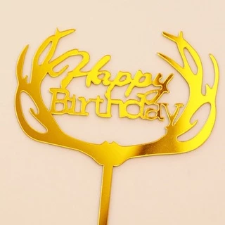 10 ชิ้น INS ขนาดใหญ่กระจกอะคริลิคเค้ก topper Happy birthday plug-in baking props ตกแต่งขนม