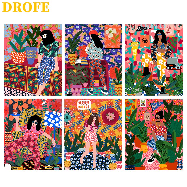Drofe 【40X50 ซม.】~ ภาพวาดตัวเลข / ตัวเลข / ภาพวาดตกแต่งผนัง / รูปมือ