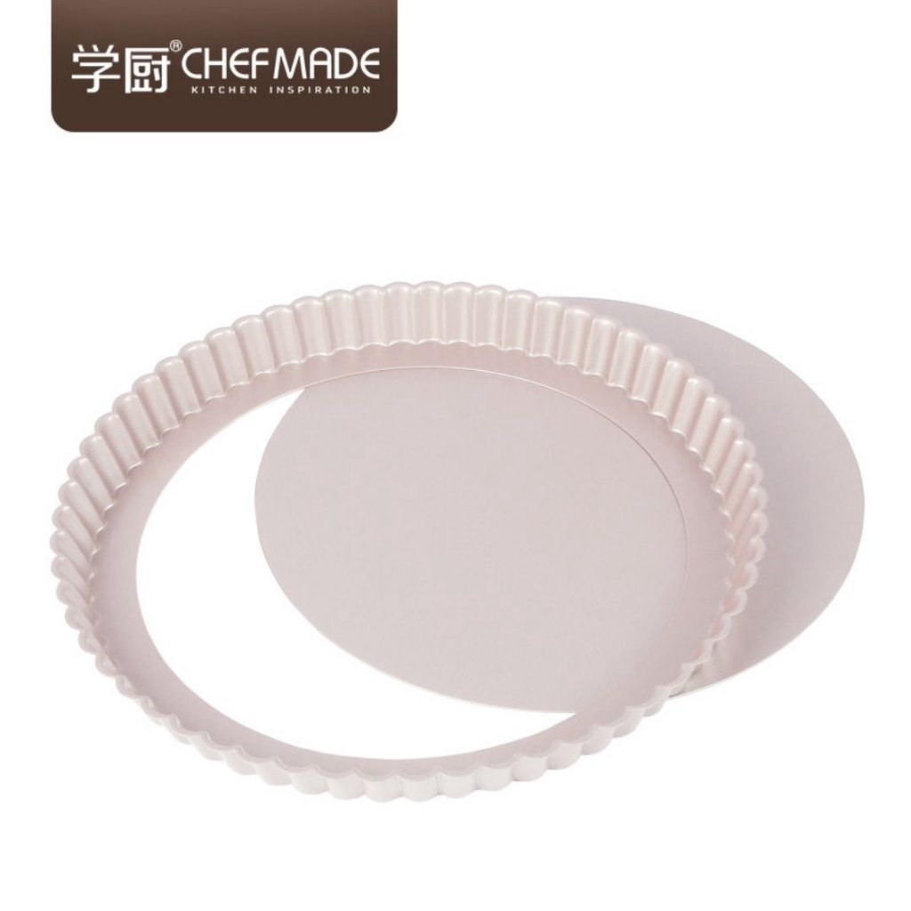 CHEFMADE พิมพ์อบขนมพาย / ทาร์ต แบบถอดก้นได้ Chefmade ของแท้ ขนาด 7 /9.5/9.5 แบบมีรู/11 นิ่ว สี ROSE GOLD เกรดพรีเมี่ยม