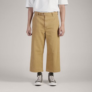 TIM &amp; co - Wide Leg Washed Twill Trousers Sand - กางเกงขากระบอกตรง