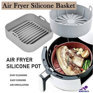 Airfryer ซิลิโคนหม้อหม้อทอดอากาศเตาอบถาดอบพิซซ่าทอดไก่พิซซ่าตะกร้าถาดอบองค์การอาหารและยาจานอบ-Amp1