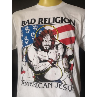 เสื้อยืดพิมพ์ลายเสื้อวงนำเข้า Bad Religion American Jesus 1993 Green Day Nofx Blink-182 Pop Punk Rock Skate Style Vitage