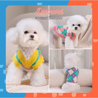 [🚚 พร้อมส่ง] Diamond Knitted Sweater ชุดแมว ชุดกันหนาว ไหมพรม