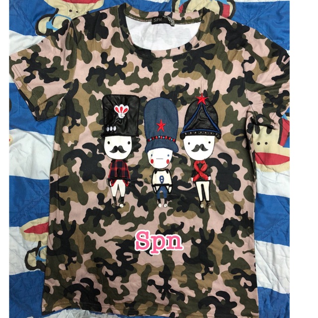 เสื้อยืด SPN ลายพรางทหาร ปักลายทหาร