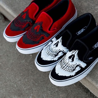 Vans Slip On Classic Jawbones Racing Red Black