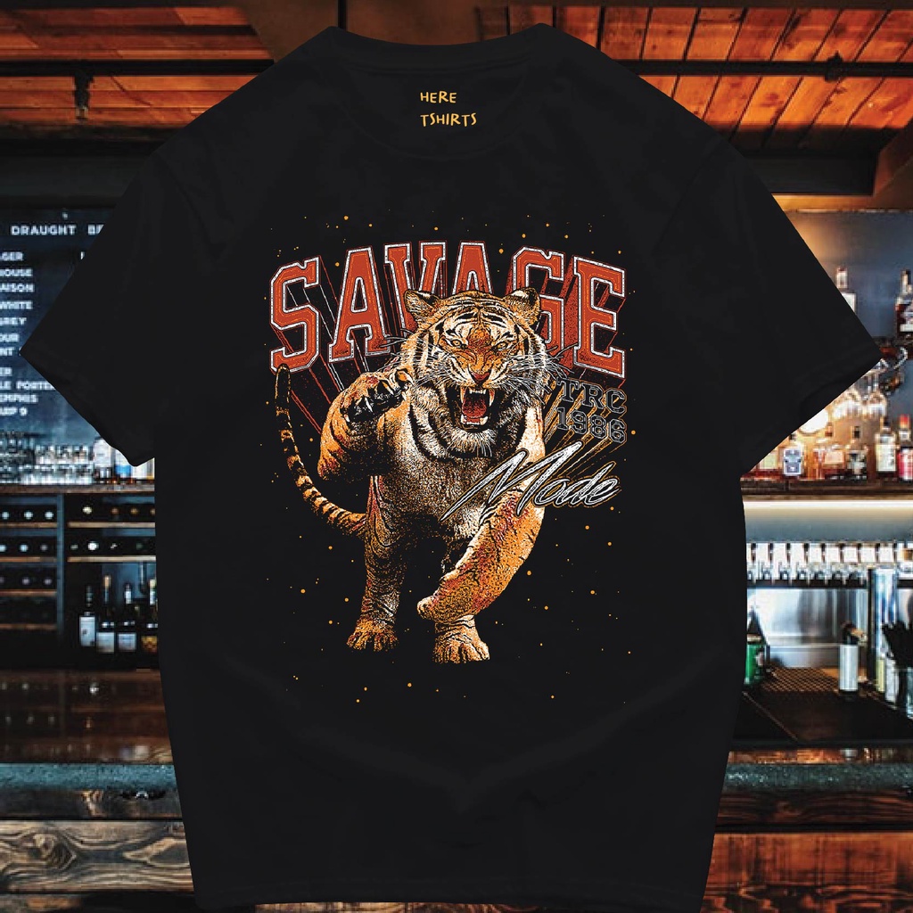 ( พร้อมส่ง ) เสื้อ savage tiger ผ้าCotton 100% ทั้งทรงปกติและ OVERSIZE