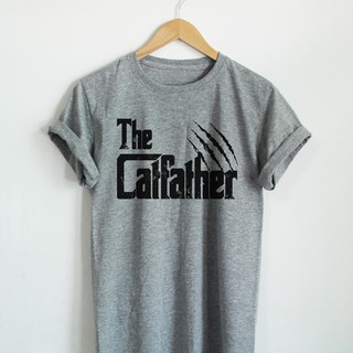 T-shirt  เสื้อยืดลาย The Catfather พ่อแมว เสื้อยืดทาสแมว เสื้อคนชอบแมว ไซส์ S - XXLS-5XL