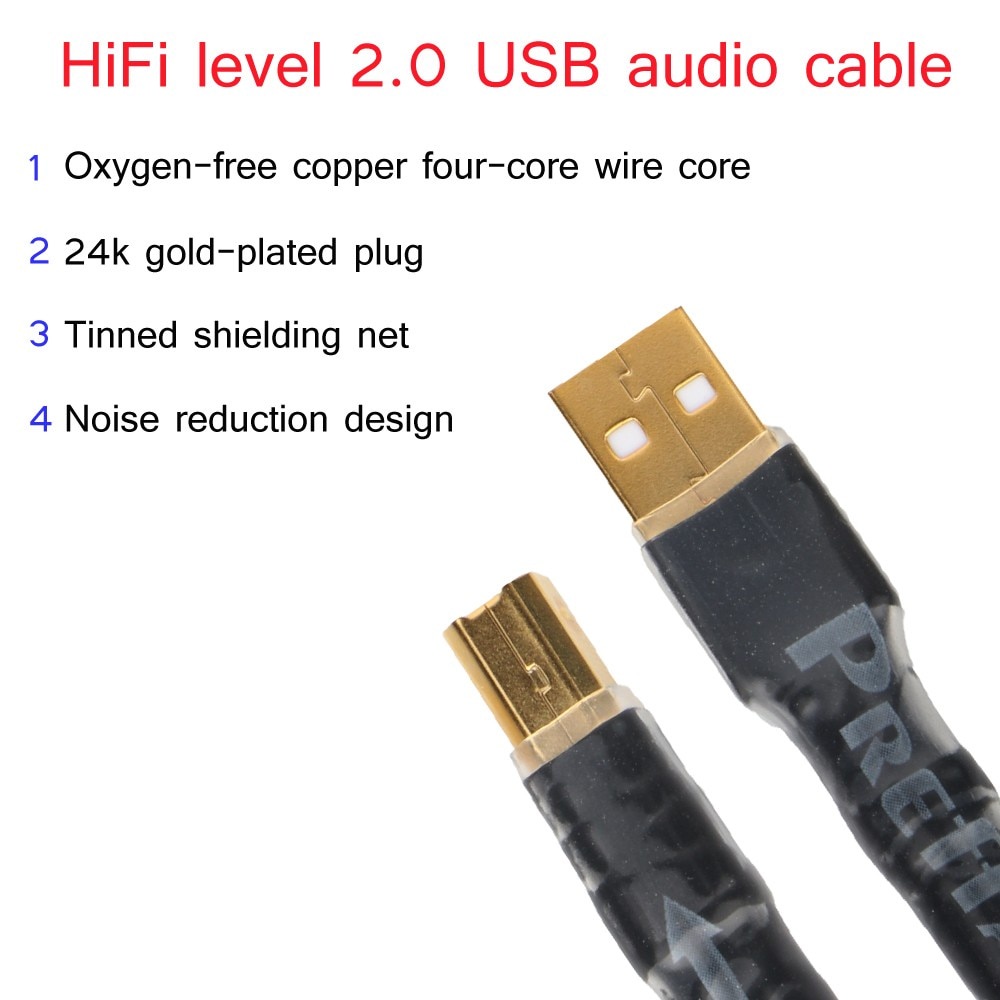 Preffiar x1 สายเคเบิ้ล Hifi USB Type A to Type B Hifi คุณภาพสูง สําหรับ DAC