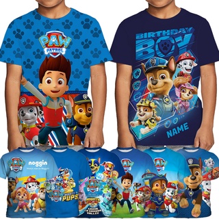 เสื้อยืดแขนสั้น พิมพ์ลายการ์ตูน Paw Patrol 3 มิติ สําหรับเด็กผู้ชาย อายุ 3-14 ปี เหมาะกับงานปาร์ตี้วันเกิด