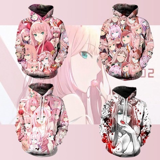 Darling In The Franxx Zero Two เสื้อกันหนาวมีฮู้ดแขนยาวสําหรับผู้ชาย