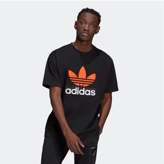 Adidas Orange&amp;Green color logo T-Shirt Clover Unisexเสื้อยืด
