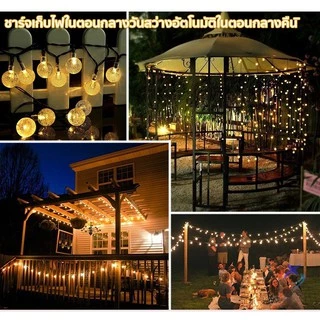 โคมไฟพลังงานโซล่าเซลล์ 50 LED 10 ม. ลูกแก้วไฟคริสต์มาสพลังงานโซล่าเซลล์ไฟพลังงานแสงอาทิตย์กลางแจ้งไฟประดับบ้านพลังงานแสง