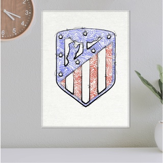 โปสเตอร์ ผ้าแคนวาส ตราสโมสร Atletico Madrid แอตเลติโก้ มาดริด ลายเส้นปากกาสีเมจิก ภาพวาดสเก็ตช์