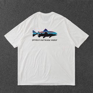 เสื้อยืดแขนสั้น พิมพ์ลายปลาเทราท์ Patagonia 22ss ของใช้ในบ้าน