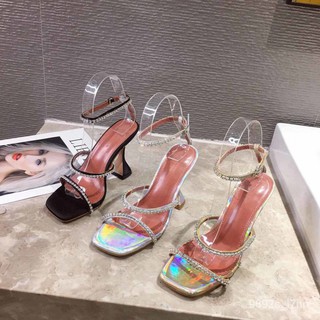 Women Sandals ยุโรปและสหรัฐอเมริกาแฟชั่น สีขนาดใหญ่ รองเท้าส้นสูง รองเท้าแตะสไลด์ รองเท้า