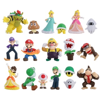 โมเดลฟิกเกอร์ PVC อนิเมะ Super Mario Bros Yoshi ของเล่นสําหรับเด็ก จํานวน 18 ชิ้น ต่อชุด