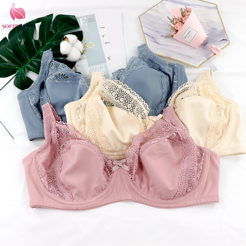 Softrhyme Lace Bra Plus ขนาดเซ็กซี่ชุดชั้นในผู้หญิงชุดชั้นในลวด Bra 36E 38E 40E 42E 44E 46E - 6017