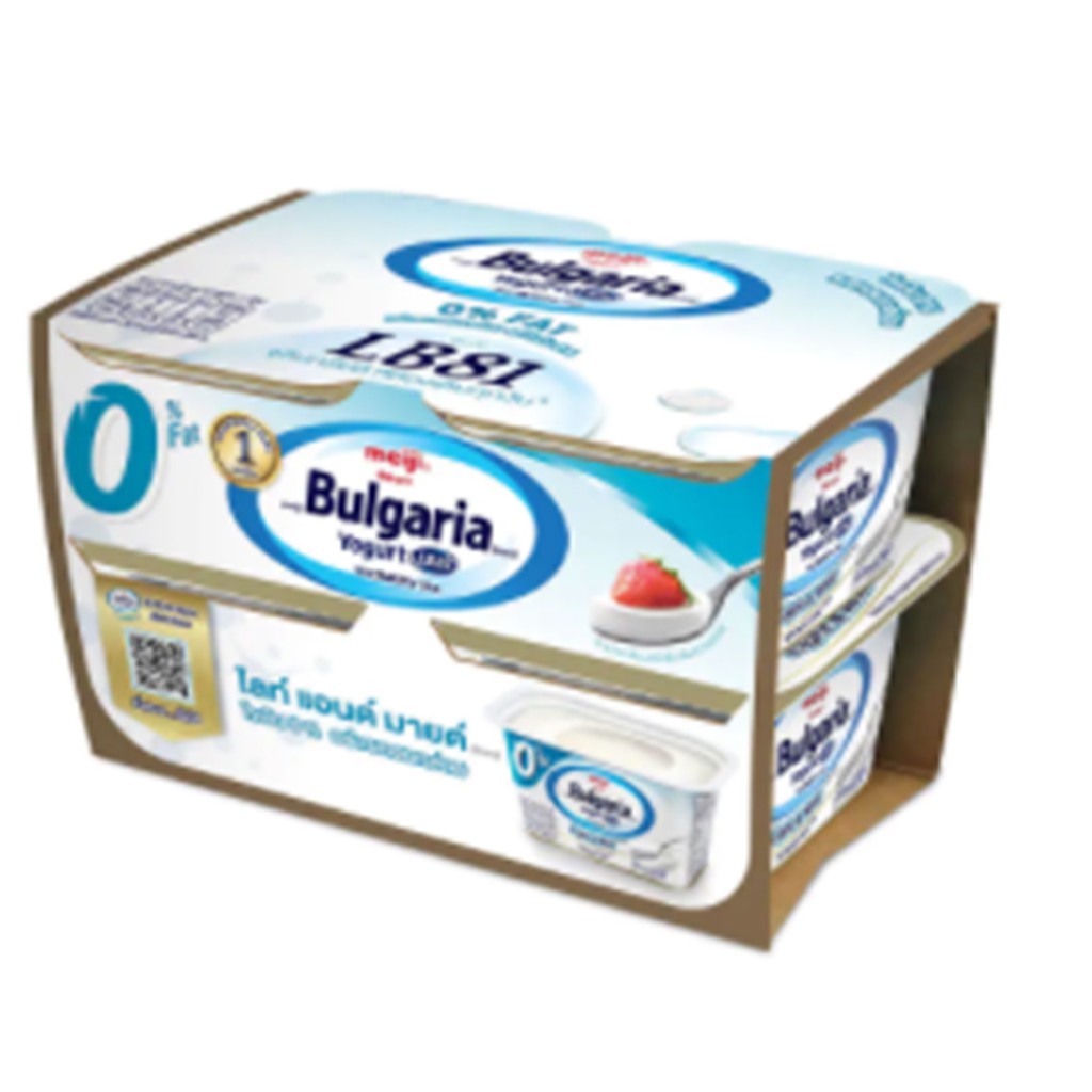 Meiji Bulgaria Fixed Yogurt 0% Fat Formula 110g.Pack 4 เมจิบัลแกเรียโยเกิร์ตชนิดคงตัวสูตรไขมัน0เปอร์เซ็นต์ 110กรัม แพค 4