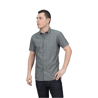 Han&amp;Co.FT.Work Shirt Short Sleeve-Dark Grey เสื้อเชิ้ตแขนสั้นสีDark Grey(สีเทาเข้ม)