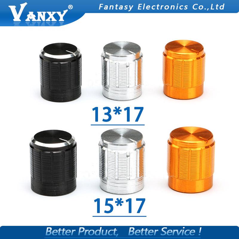 10PCS aluminum alloy 13*17mm 15*17mm potentiometer 13*17 15*17 knob rotation switch volume control knob black silvery