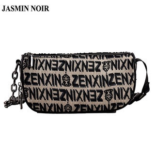 Jasmin NOIR กระเป๋าสะพายไหล่ ผ้าแคนวาส พิมพ์ลายตัวอักษร สําหรับผู้หญิง