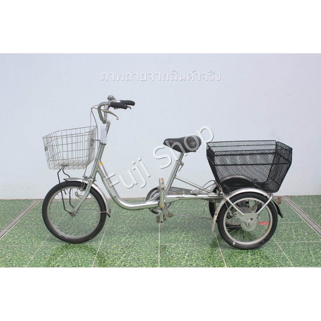 จักรยานสามล้อญี่ปุ่น - ล้อ 18 / 16 นิ้ว - ไม่มีเกียร์ - อลูมิเนียม - Bridgestone - สีเงิน [จักรยานมือสอง]