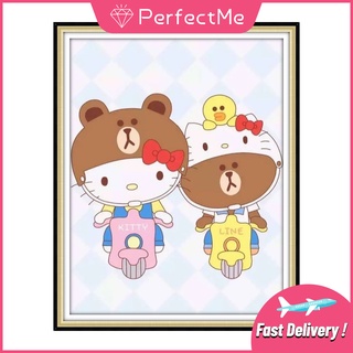 [PM] ภาพวาดปักเพชร ทรงกลม ลาย Hello Kitty 5D ขนาด 30x40 ซม. สําหรับตกแต่งบ้าน DIY