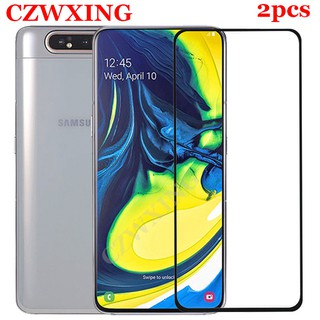 2PCS กระจก Samsung Galaxy A80 Tempered Glass Full Cover Glass Screen Protector กระจกครอบเต็ม ป้องกันหน้าจอ