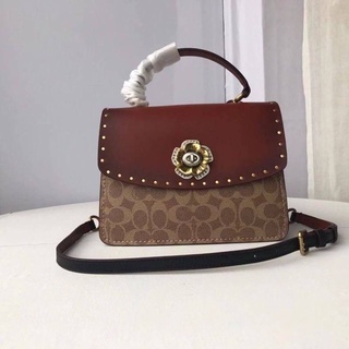 Coach Parker Top Handle In Signature Canvas With Rivet