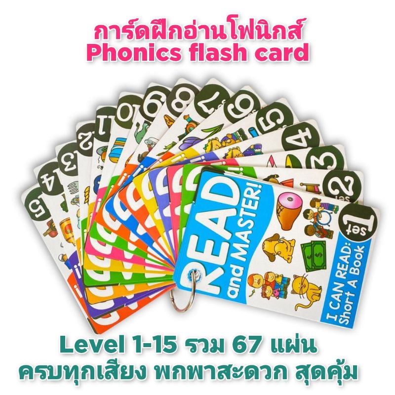 พร้อมส่ง🏷️ Phonics Flash Card การ์ดฝึกอ่านโฟนิกส์​ การ์ดฝึกอ่านภาษาอังกฤษ Phonics Flash Card Set  Le