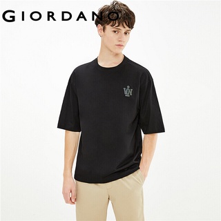 HH Giordano ผู้ชาย BSX เสื้อยืดแขนสามส่วนหลวมออกแบบ VON Badge เสื้อยืด Ribbed Crewneck แขนสั้น Comfy เสื้อยืด cotton