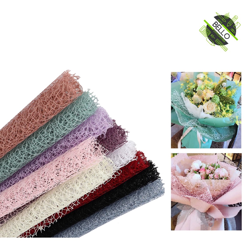 DIY กระดาษห่อเส้นด้ายสุทธิตกแต่งบรรจุภัณฑ์ตาข่ายวัสดุทําด้วยมือ 50 ซม. x 4.5M