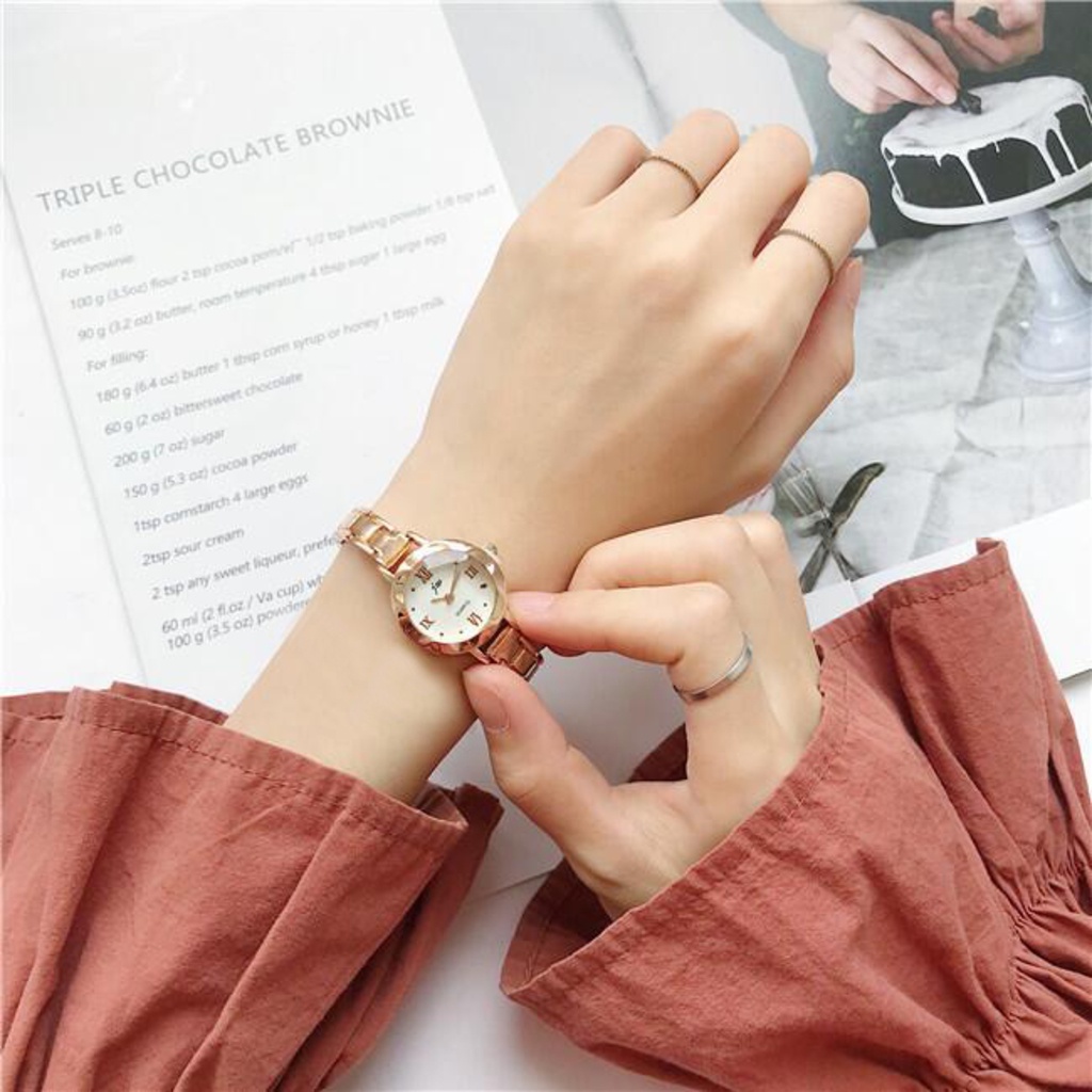 นาฬิกาข้อมือ สายสแตนเลส แฟชั่นสําหรับผู้หญิง