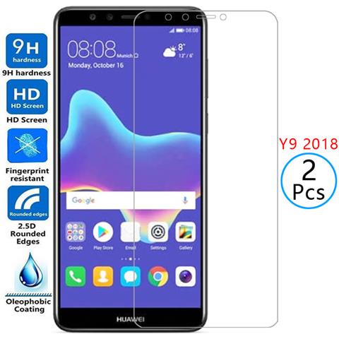 กระจกนิรภัยป้องกันสําหรับ Huawei Y9 2018 ป้องกันหน้าจอบน y 9y Y92018 ฟิล์ม Huawey Huwei Huawi Huawai