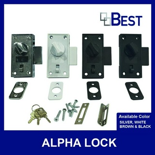 Alpha Lock Aluminum Screen Door Lock Silver Black Brown White Rim Dead Lock (1pc)