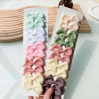 กิ๊บติดผมโบว์ริบบิ้นสีสันสดใสสําหรับเด็ก 10 ชิ้น/เซ็ต– เปลือย แฮนด์เมด, เหมาะสําหรับของขวัญคริสต์มาส