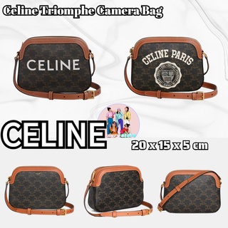 CELINE CELINE Triomphe Arc de Triomphe series / ดอกไม้เก่าคลาสสิก / กระเป๋ากล้องพิมพ์ลายเต็ม / ไหล่ / กระเป๋าสะพายข้างขน