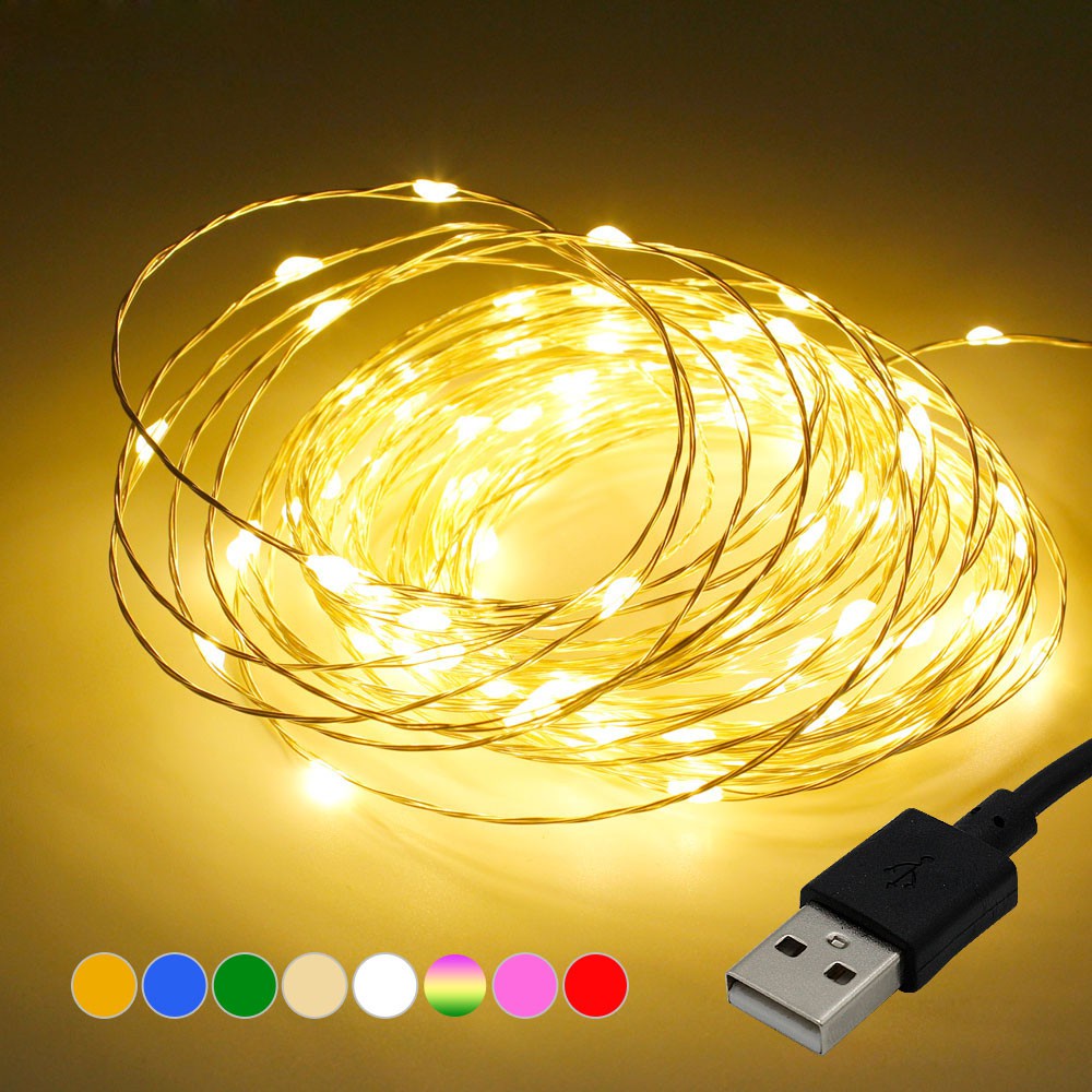 5v USB ไฟ LED 2 M/5 M/10 M ไฟ LED String Fairy คริสต์มาสลวดเงินงานแต่งงาน Garland ไฟ