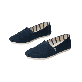 TOMS รองเท้าลำลองผู้หญิง แบบสลิปออน (Slip on) รุ่น Alpargata Seasonal Majolica Blue Heritage Canvas รองเท้าลิขสิทธิ์แท้
