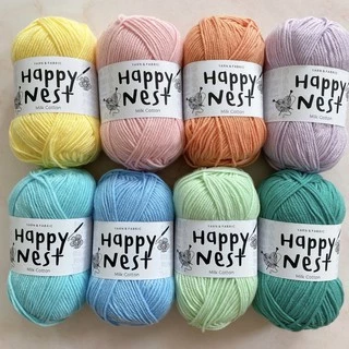 Happynest ไหมพรม คอตตอนนม milk cotton yarn 4 ply (สีน้ำเงิน ฟ้า)