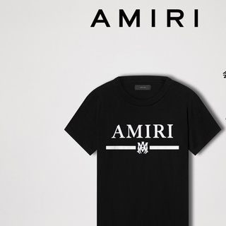 [S-5XL]เสื้อยืด ผ้าฝ้าย พิมพ์ลายโลโก้ AMIRI สีตัดกัน สไตล์คลาสสิก เหมาะกับฤดูใบไม้ผลิ และฤดูร้อน สําหรับผู้ชาย