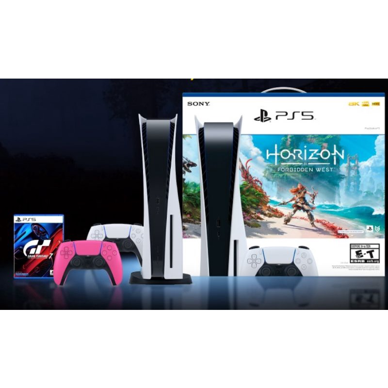 🔥(New)(Lot20 ประกันศูนย์ไทย) playstation5 ใส่แผ่น buddle horizon + GT7 + จอยชมพู + TECHPRO PS5 Console Covers Black