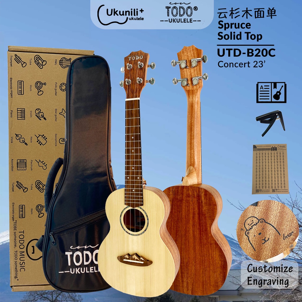 TODO Ukulele 23 Concert Spruce Solid Top